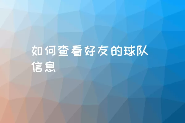 如何查看好友的球队信息