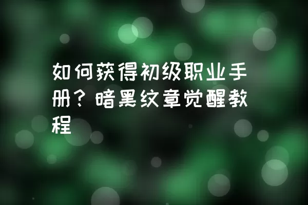 如何获得初级职业手册？暗黑纹章觉醒教程