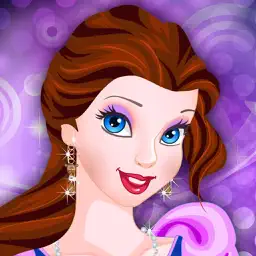 卡通公主美容美发的女孩和孩子们打扮、 化妆的游戏。