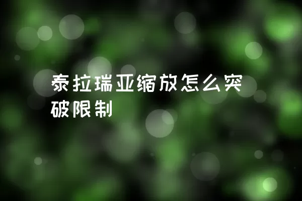 泰拉瑞亚缩放怎么突破限制