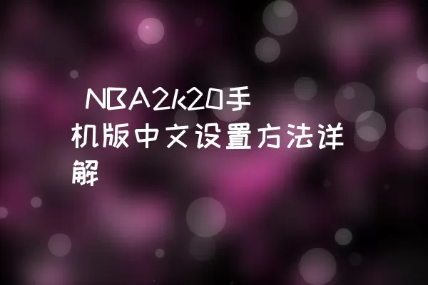  NBA2k20手机版中文设置方法详解